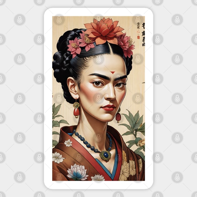 Frida's Eastern Elegance: Eastern-Inspired Portrait Sticker by FridaBubble